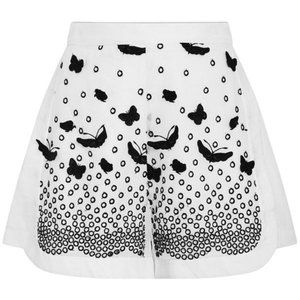 $1140 Sz XS Giamba Paris Black White Embroidered Butterfly Shorts